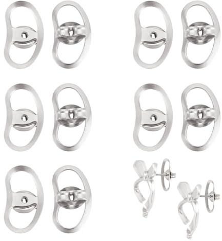 UNICRAFTALE 10 unidades de tuercas de metal para pendientes, cierres de repuesto para pendientes, elevadores de pendientes, cierres de bloqueo para pendientes ajustables