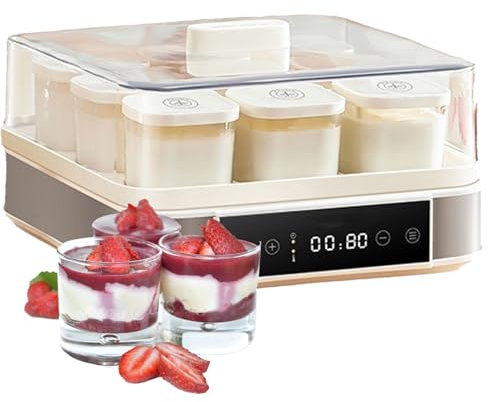Outils Yaourtière,Yaourtière numérique automatique, avec 9 Pots en Verre, avec ContrôLe de La Tempé Rature et Temps, pour Préparer des Desserts Maison Frais