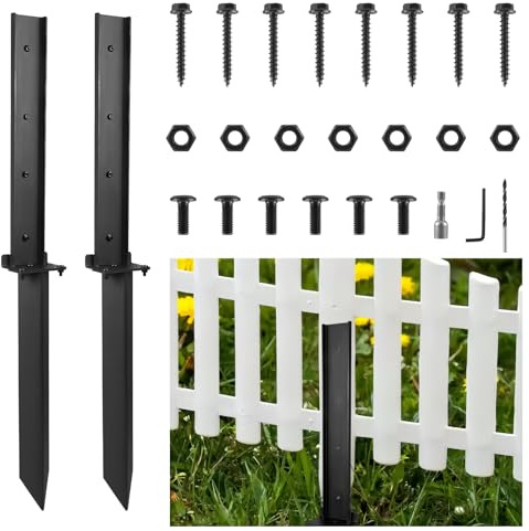Fence Post Repair Kit - 2 Pack Ground Spike Anchors for Tilted or Broken Wooden Posts, Heavy Duty Ground Spike for Tilted/Broken Wood Fence Post or Mailbox