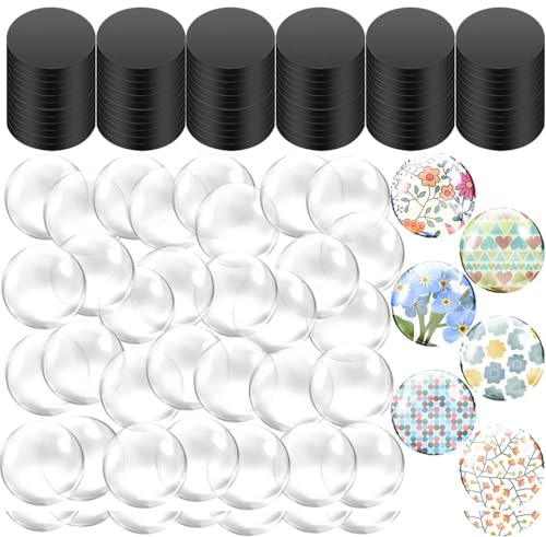 96 Stück Kühlschrankmagnete Glas zum Basteln Sets, 25 mm DIY Runde Magnetscheiben Kühlschrankmagnete für Kühlschrank, Küche, Büro Dekoration