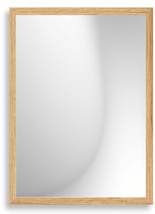 Infantasie Claudia Wandspiegel mit Rahmen nach Maß 40x50 cm, Eiche Catania | Echtglas, MDF-Profilleiste 30 mm foliert, HDF-Rückwand, Aufhängung horizontal/vertikal, handgefertigt, für Flur & Garderobe