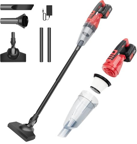 Bowose Handheld Vacuum Cleaner Cordless, 55KPa Powerful Suction Car Vacuum, for Pet Hair Home Car Sofa, Vacuuming with Various Nozzles +2-in-1 head