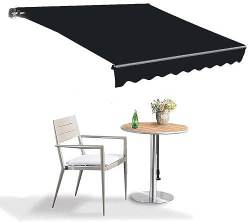 ZYXQQJ Einziehbare Markisestoff 200 300 350 400 500 550cm Gelenkarmmarkise Markisentuch Markisenbespannung Sonnenschutz Wasserdicht Langlebiger Stoff ﻿(Black,10x6.5ft/3x2m)