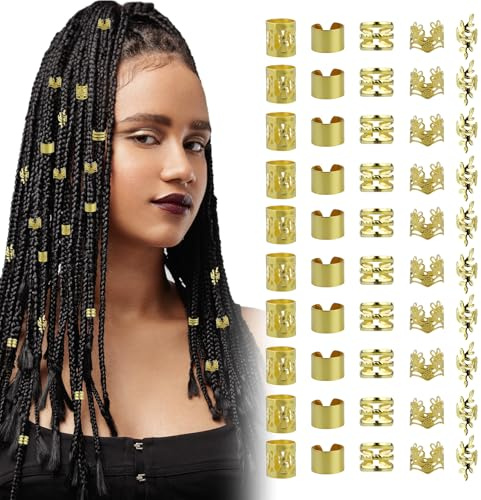 60Pz accessori per capelli oro per trecce,gioielli Loc Festival per accessori per capelli,clip per polsini per accessori per dreadlocks,clip per capelli,clip per clip per uomini,donne,ragazze