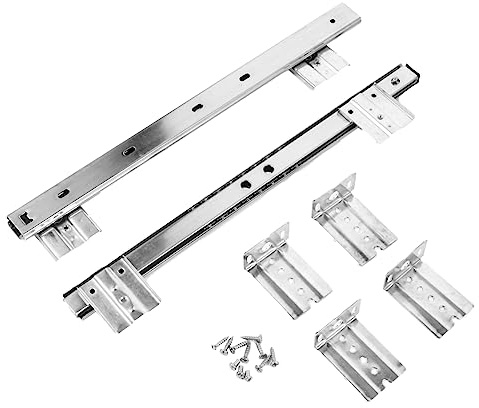 EXHUMKY Keyboard Drawer Slide Track and Keyboard Rail Set, 27cm Wide White Bearing, Under Desk Sliding Track for Office Computer Desk,
