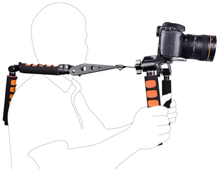 Plyisty Kit di Rig della Spalla della Fotocamera, Manico da 3 in 1 Regolabile, Spalla Cuscino e Impugnatura a Rilascio Rapido, Stabilizzatore per Videocamere DSLR, Pieghevole, Multi