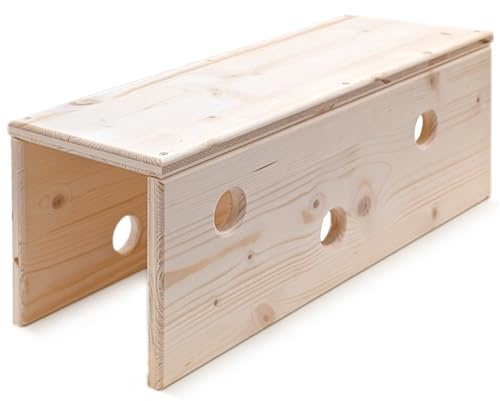 Holztunnel für Kaninchen aus massiver Fichte - 60 cm - Handgemachtes Zubehör für Kleintiere (Ohne Schutzlack)