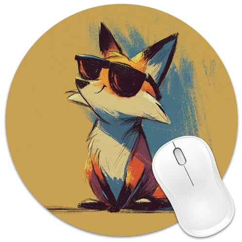 Velluxion Round Mouse Pad 8x8in Non-Slip Rubber Base for Desk, Fun Fox | Cute round mousepad with non-slip rubber base, smooth surface for tracking, funny decor for laptop, computer, desk & office