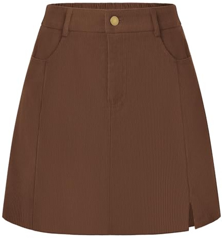 Belle Poque Women Corduroy Skirt A Line Mini Skirts with Pockets