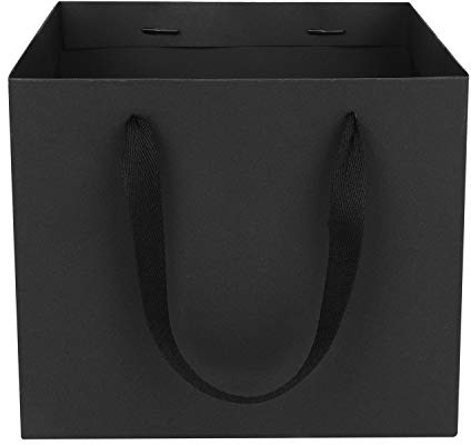 XGOPTS Geschenktüte Groß 10 Stück Papiertüten mit Henkel, 21,5x21,5x18 cm Schwarz Geschenktüten mit Papierkordel Papiertüten Kraftpapier Tüten, Geschenktaschen, Groß Papiertaschen