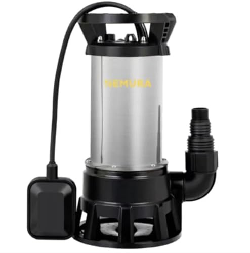 Nemura Pompe Vide-Cave en Inox 1100W – Débit 20000 L/h - Immersion jusqu’à 7 m - Corps en acier inoxydable IPX8 - Usage intensif eaux chargées et claires - Marque Française