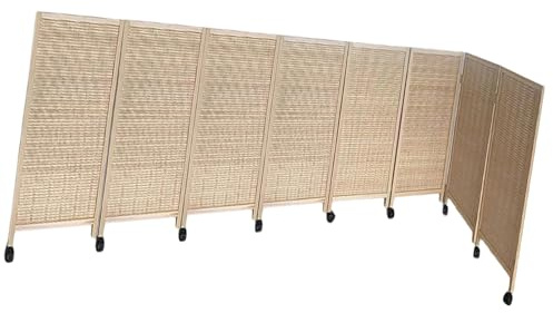 Tragbarer Raumteiler, faltbarer Paravent, Holzgitter, handgewebt, Wandtrennwand für Schlafsäle, Studios und Büros, vielseitige Sichtschutzlösung, 120 cm Höhe