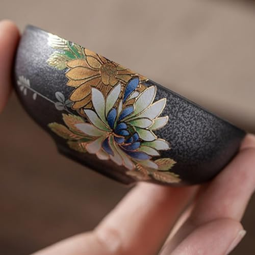 LEEDJUINE Black Workmanship Master's Cup - Taza de degustación de té, 50 ml, taza de té individual de cerámica de estilo antiguo