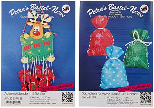 Petra's Bastel-News A-AVH23RUS28 Bastelset für Adventskalender Rentier; inkl. Holzteile, Adventskalenderzahlen aus Filz, Holz, Holzfarben, 22 x 32 x 11 cm, 1 Einheiten