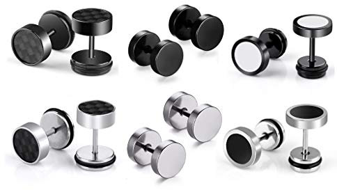Hongyantech 6 Paar Edelstahl Creolen Set für Männer Frauen Allergie Ohrstecker Ohrschmuck Silber Schwarz