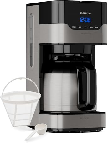 Klarstein 1.2L Petite Cafetière Electrique 800W - Acier Inoxydable Espresso & Café Filtre Machine - Barista Qualité pour Café Chaud et Glacé