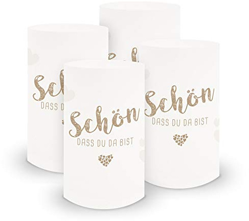 itenga 6X Windlicht Tischlicht aus Folie I Schön DASS du da bist I 10,0 x 21,0 cm I ideal als Tischdeko für Jede Feierlichkeit (Hellbraun)