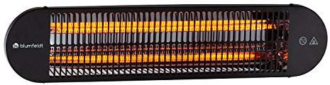 blumfeldt Gold Bar 2000 Swing - Infrarotheizstrahler Terrassenheizstrahler Elektroheizung, automatische, horizontale 60° Oszillation, Leistung: 2000 Watt, 3 Stufen: 800/1200 / 2000 Watt, schwarz