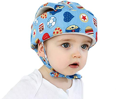 Casque de Sécurité Bébé Bonnet Protéger la Tête Casque de Protection Enfant Garçon Fille Chapeau de Sécurité en Coton Anti-chute Anti-collision Réglable Casquette Protection 0 à 5 Ans