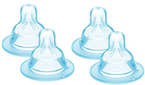 MAM Set de 4 Tetinas para Biberón 2x Flujo Medio Nº 2 y 2x Flujo Rápido Nº 3 Tetinas de Silicona de Fácil Aceptación para los Bebés, 2+ Meses