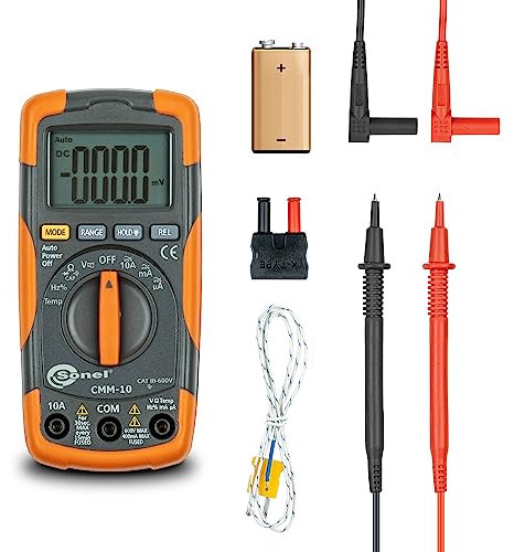 SONEL CMM-10 Multimetro digitale professionale tester, tester elettricista tensione AC/DC 600V Resistenza/Capacita/Frequenza/Ciclo di lavoro/Temperaeture (CMM-10)