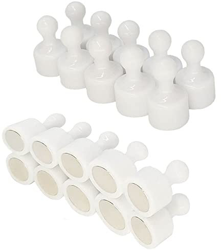 20 Stück Kühlschrankmagnete, magnetische Pinnadeln, kleine Kühlschrankmagnete, starke Neodym-Magnete, Whiteboard, Karte, Magnete, perfekt für Zuhause, Küche, Büro, Schule, Klassenzimmer, weiß