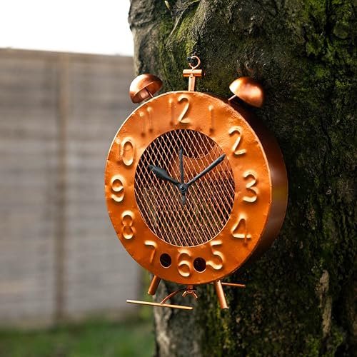 Garden Mile Hanging Bird Feeder Clock - Decorative Metal Bird Feeders Hanging Station for Small Birds - Weatherproof & Squirrel Resistant, Unique Outdoor Garden Clock & Gift Idea