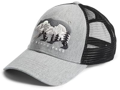 The North Face Baseballkappe für Herren, Bestickt, Mudder Trucker, Hellgrauer Heather/Bear Grafik, Einheitsgröße