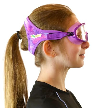 Frogglez Youth Wide View Anti-Fog Crystal Clear Swim Goggle Mask for Kids under 10 (Ages 4-10) Recommended by Parents; Premium Pain-Free Strap, Purple