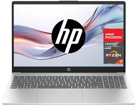 HP 15-fc0072ns - Ordenador portátil de 15.6 Full HD (AMD Ryzen 7 7730U, 16GB RAM, 1TB SSD, AMD Radeon Graphics, Sin Sistema Operativo) Plata - Teclado QWERTY Español