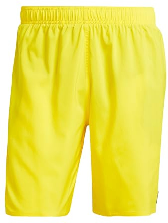adidas Uomo Solid CLX Classic-Length Swim Shorts, Yellow/Black, M