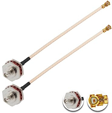 Vecys 2PCS U.F.L1 to SMA Female Waterproof Box M16 Low Loss Coaxial Cable 4 /10CM U.F.L1 to SMA Female RG178 Coaxial Pigtail Cablee for Wireless Routers Mini PCIE Network Cards PCI
