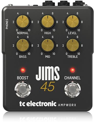 TC Electronic JIMS 45 PREAMP Pedale per Chitarra | Preamp per Chitarra a Doppio Canale con Controlli Indipendenti del Canale, Boost Pre/Post e Uscite Dedicati per DI e Cuffie