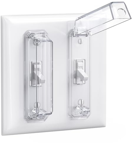 CLYMENE 2 Pack Light Switch Cover Guard, Child Proof Wall Switch Cover Protects Lights or Switches from Getting Accidentally Turned ON or OFF by Children and Adults, Toggle Style (Clear)