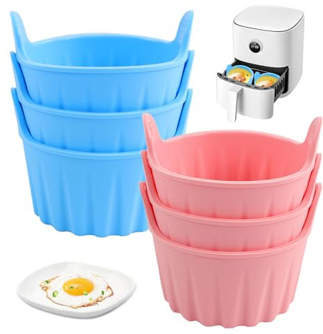 6Pcs Air Fryer Egg Poacher, Air Fryer Egg Mould Silicone Ramekins For Air Fryer, Air Fryer Ramekins Poached Egg Moulds For Air Fryer Souffle Dishes Muffin Cupcakes Custard And Pudding (01)