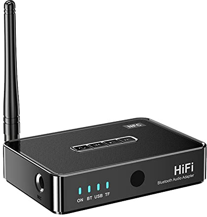 Lckiioy Ricevitore audio Bluetooth Trasmettitore 5.1 NFC Stereo 3.5Mm AUX Ottico HiFi Adattatore Audio Bluetooth con