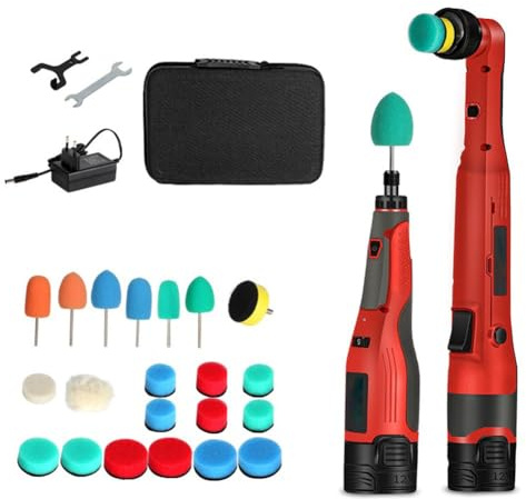 RANRAO Mini Poliermaschine, Kabellose Detail-Poliermaschine 12-V-Auto-Poliermaschine RO/OA, kabellose 6-Gang-Poliermaschine für die Autopflege, Wachsen und Polieren -automatisches Wachsen(EU Plug)