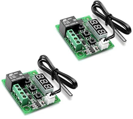 FamilyMall Paquete de 2 sensores térmicos de relé de interruptor de temperatura de termostato de 12 V CC -50 ℃ a 110 ℃