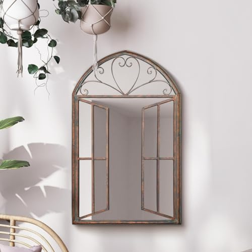 The Kirkby Miroir Mural décoratif en métal Rustique en Forme de fenêtre 92 x 61 cm