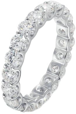 Stfery Ring Weißgold 750 Ring für Damen 0.1ct Rund Moissanit Ehering Damen