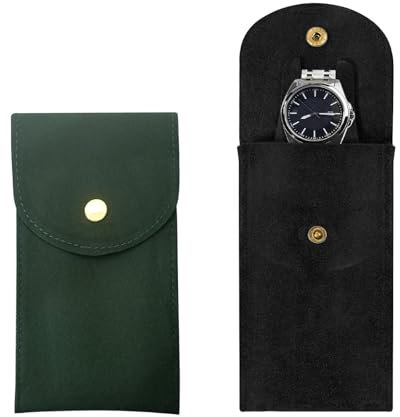 VIDSTW 2 Stück Uhrenaufbewahrungstasche Reiseuhrentasche Tragbare Einzeluhr Reisetasche Uhrentasche Flanellstoff Uhrentasche mit Druckknopf Schmuck-Aufbewahrungstasche für Reisen, Outdoor