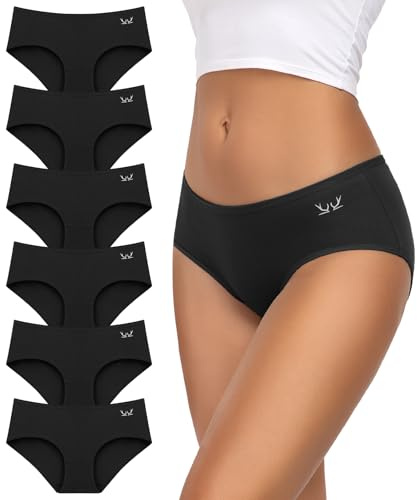 Culotte Taille Moyenne Femme – 95% Coton Hypoallergénique – Parfaite pour Peau Sensible,XS