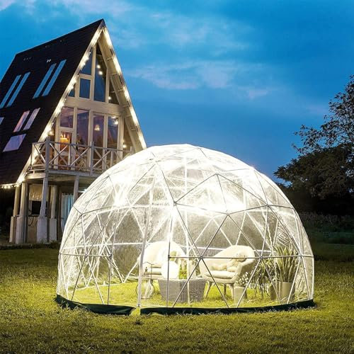 JJENXYYDS Durchsichtig Bubble Zelt,Überdachung für Gartenterrasse,12FT PVC Bubble Dome-8–10 Personen Iglu-Kuppel,mit PVC-Abdeckung, Tür und Fenstern,für Mahlzeiten Im Freien, Hinterhof