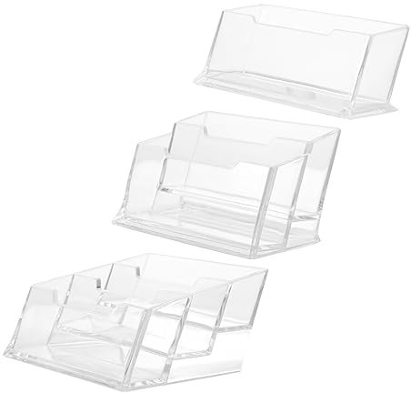 SHOWERORO 3stücke Visitenkartenständer Transparenter Kartenständer Für Schreibtisch Visitenkartenhalter Kartenhalter Zur Anzeige Visitenkartenständer Fürs Büro