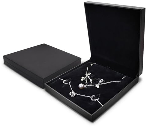 FuninCrea Viaggi Porta Gioielli Set Organizer Gioielli Espositore Gioielli Piccolo Portagioie Alla Moda Scatoline Portaconfetti Portatile per Anello Collana Orecchino Bracciale (Cartone Nero)