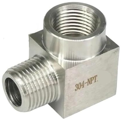 90-Grad-Rohrbogen – 304 Edelstahl-Buchse auf Stecker, 2800 psi, 1/8 Zoll, 1/4 Zoll, 3/8 Zoll, 1/2 Zoll NPT, 90°-Bogen for Systeme(1/4)