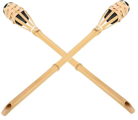 Operitacx 2 Piezas Lámpara De Aceite De Antorcha De Bambú Apoyo De La Antorcha Encendida Decoración Antorcha De Campamento Patio Para Exterior Iluminación De Luces De Antorcha Mimbre Beige