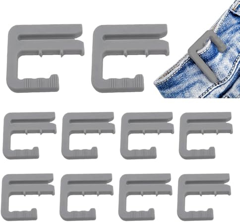 10 Stück Verstellbare Nagelfreie Taillenschnallen, Hosen Expander Button, Nähfreiknopf Button Pins Abnehmbarer Jeansknopf Hosen Clips （Grau）