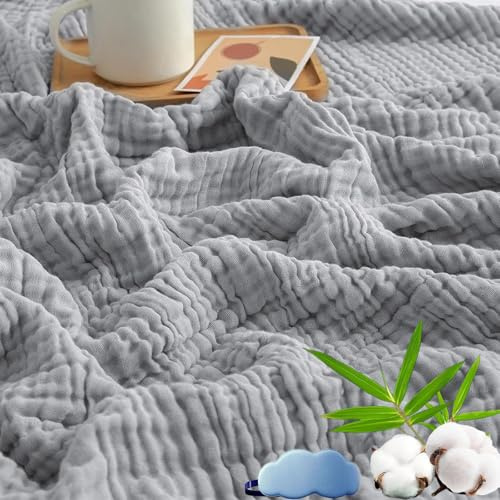 NNBWLMAEE Montivo Musselin Decke, Sanfte Musselindecke Sommer, 100% Aus Natur Baumwolle, Weiche & Atmungsaktive Musselin-Decke für Erwachsene, Kinder, Perfekt für Bett, Sofa (Grau, Normal(130x150))