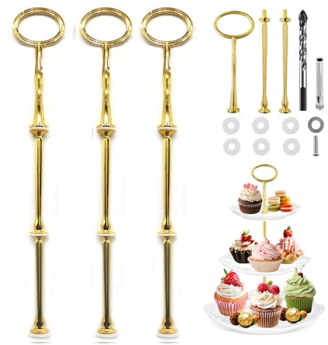 Dtoterul Etageren Stangen Set Gold 3 Stück Etagere Bausatz Stäbe Für Etageren Bastelset Gestänge Für Metallstange Etagere Oval Selber Machen